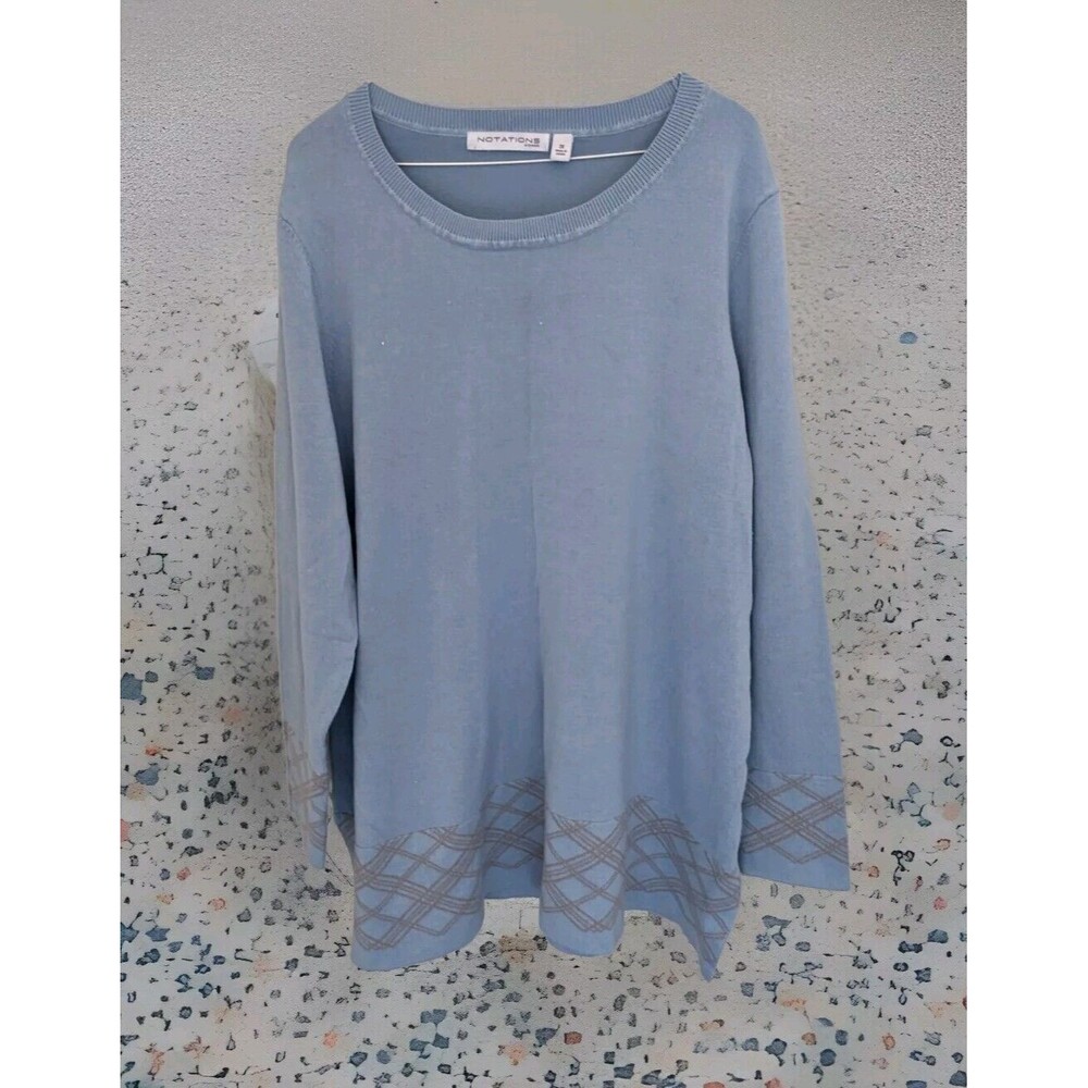 Notations Women’s 2XL Blue Scoop Neck Cut Sweater With Scarf